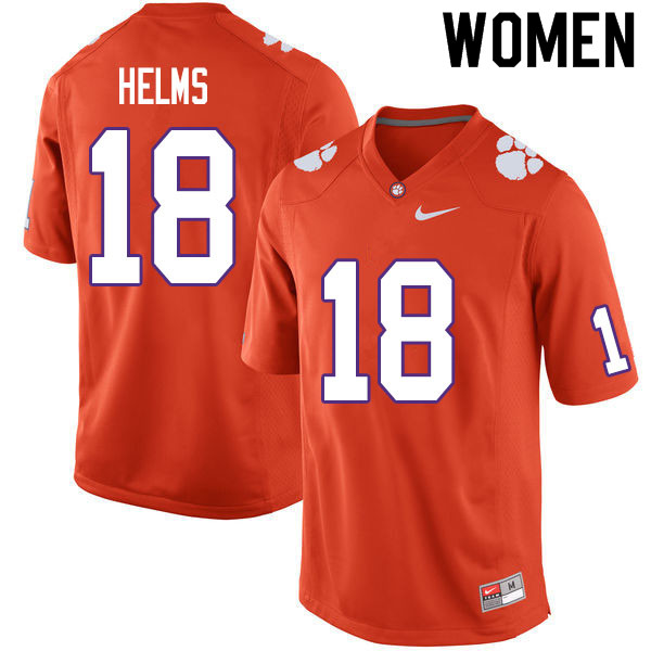 Women #18 Hunter Helms Clemson Tigers College Football Jerseys Sale-Orange